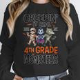 Halloween Teacher Creepin It Real With My 4th Grade Monsters Women Crewneck Sweatshirt, 4th Grade Teacher Gifts, funny design Halloween Teacher Creepin It Real With My 4th Grade Monsters Women Crewneck Sweatshirt, 4th Grade Teacher Gifts, funny design