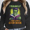 Halloween Teacher Librarian Frankenstein Reading Books Women Crewneck Sweatshirt, funny design