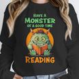 Halloween Teacher Librarian Monster Reading Books Men Women Kids Women Crewneck Sweatshirt, funny design