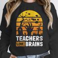Halloween Teachers Science Math Teachers Love Brains Women Crewneck Sweatshirt, Science Teacher Gifts, funny design