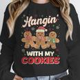 Hangin With My Cookies Gingerbread Man Xmas Teacher Women Crewneck Sweatshirt, funny design