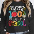 Happy 100th Day Of School Teachers 100 Days Of School Kids Women Crewneck Sweatshirt, funny design