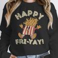 Happy Fri Yay Retro French Fries Friday Lovers Fun Teacher Women Crewneck Sweatshirt, funny design Happy Fri Yay Retro French Fries Friday Lovers Fun Teacher Women Crewneck Sweatshirt, funny design