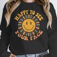 Happy To See Your Face Retro Happy Teacher Back To School Women Crewneck Sweatshirt, funny design Happy To See Your Face Retro Happy Teacher Back To School Women Crewneck Sweatshirt, funny design