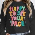 Happy To See Your Face Teacher Disco Ball Back To School Women Crewneck Sweatshirt, funny design Happy To See Your Face Teacher Disco Ball Back To School Women Crewneck Sweatshirt, funny design