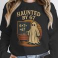 Haunted By 67 Ghost Math Joke Student Halloween Nerd Teacher Women Crewneck Sweatshirt, funny design