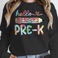Hello Pre-K Pencil Teacher Student Tie Dye Women Crewneck Sweatshirt, funny design Hello Pre-K Pencil Teacher Student Tie Dye Women Crewneck Sweatshirt, funny design