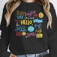 Hello Word In Different Languages Travel And Teacher Lover Women Crewneck Sweatshirt, funny design