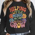 Helping Little Minds Grow Teacher First Day Back To School Women Crewneck Sweatshirt, funny design Helping Little Minds Grow Teacher First Day Back To School Women Crewneck Sweatshirt, funny design