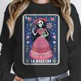 La Maestra Halloween Mexican Bingo Card Teacher Lottery Card Women Crewneck Sweatshirt, funny design