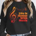 Life Is Better With Music Theory Musician Teacher Notes Clef Women Crewneck Sweatshirt, funny design