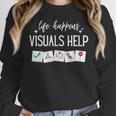 Life Happens Visuals Help Special Education Teacher Aide Men Women Women Crewneck Sweatshirt, funny design Life Happens Visuals Help Special Education Teacher Aide Men Women Women Crewneck Sweatshirt, funny design