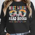 Most Likely To Read Books All Summer Teacher Student Women Crewneck Sweatshirt, funny design Most Likely To Read Books All Summer Teacher Student Women Crewneck Sweatshirt, funny design