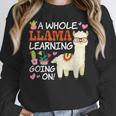 Llama Learning T Shirt Teachers Students Alpaca Lovers Women Crewneck Sweatshirt, funny design