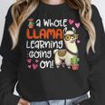 Llama Learning Teachers Students Alpaca Lover Back To School Women Crewneck Sweatshirt, funny design