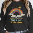 Take a Look It's In a Book Vintage Reading Teacher Rainbow Women Crewneck Sweatshirt, funny design Take a Look It's In a Book Vintage Reading Teacher Rainbow Women Crewneck Sweatshirt, funny design