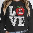LOVE Apple 3rd Grade Teacher Student School Women Crewneck Sweatshirt, funny design LOVE Apple 3rd Grade Teacher Student School Women Crewneck Sweatshirt, funny design
