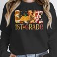 Love First Grade Happy Fall Thanksgiving Women 1st Teacher Women Crewneck Sweatshirt, First Grade Teacher Gifts, funny design