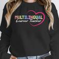 Multilingual Learner Teacher Heart Women Crewneck Sweatshirt, funny design Multilingual Learner Teacher Heart Women Crewneck Sweatshirt, funny design