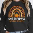 One Thankful Science Teacher Rainbow Boho Fall Thanksgiving Women Crewneck Sweatshirt, Science Teacher Gifts, funny design
