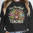 One Thankful Teacher Cute Thanksgiving Turkey School Women Crewneck Sweatshirt, funny design One Thankful Teacher Cute Thanksgiving Turkey School Women Crewneck Sweatshirt, funny design