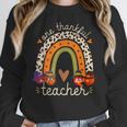 One Thankful Teacher Thanksgiving Turkey Rainbow Fall Women Crewneck Sweatshirt, funny design One Thankful Teacher Thanksgiving Turkey Rainbow Fall Women Crewneck Sweatshirt, funny design