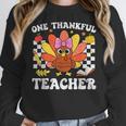 One Thankful Teacher Turkey Thanksgiving Teaching Women Crewneck Sweatshirt, funny design