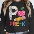 P Is For Pre K Teacher Student Pencil Apple Back To School Women Crewneck Sweatshirt, funny design P Is For Pre K Teacher Student Pencil Apple Back To School Women Crewneck Sweatshirt, funny design