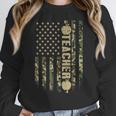 Patriotic Teacher American Flag Camouflage 4th Of July Camo Women Crewneck Sweatshirt, funny design