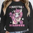 Pink Unicorn Spanish Teacher Regalos Para Bilingue Teacher Women Crewneck Sweatshirt, funny design