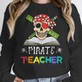 Pirate Teacher Halloween Skull Adult Women Crewneck Sweatshirt, funny design Pirate Teacher Halloween Skull Adult Women Crewneck Sweatshirt, funny design