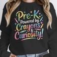 Pre-K Crayons & Curiosity Preschool Teachers Life Tie Dye Women Crewneck Sweatshirt, funny design