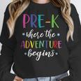 Pre-K Teacher Adventure Begins First Day Preschool Teachers Women Crewneck Sweatshirt, funny design Pre-K Teacher Adventure Begins First Day Preschool Teachers Women Crewneck Sweatshirt, funny design