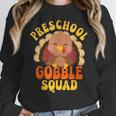 Preschool Gobble Squad Cute Turkey Thanksgiving Teacher Women Crewneck Sweatshirt, funny design
