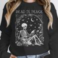 Read In Peace Skeleton Reading Teacher Spooky Halloween Women Crewneck Sweatshirt, funny design Read In Peace Skeleton Reading Teacher Spooky Halloween Women Crewneck Sweatshirt, funny design