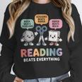 Reading Beats Everything Teacher Rock Paper Scissors Women Crewneck Sweatshirt, funny design