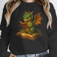 Reading Dragon Shirt For Bookish Teacher Librarian Bookworm Women Crewneck Sweatshirt, funny design