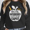 Real Superheroes Wear No Capes Teacher Design Teach Women Crewneck Sweatshirt, funny design Real Superheroes Wear No Capes Teacher Design Teach Women Crewneck Sweatshirt, funny design