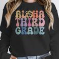 Retro Aloha Third Grade Teacher Summer Vacation Beach Hawaii Women Crewneck Sweatshirt, funny design Retro Aloha Third Grade Teacher Summer Vacation Beach Hawaii Women Crewneck Sweatshirt, funny design