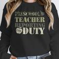 Retro Back To School Women Old Camo Preschool Teacher Women Crewneck Sweatshirt, funny design