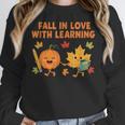 Retro Fall In Love With Learning Autumn Pumpkin Teacher Women Crewneck Sweatshirt, funny design Retro Fall In Love With Learning Autumn Pumpkin Teacher Women Crewneck Sweatshirt, funny design