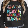 Retro Play Is Learning Kindergarten Teacher Team Women Women Crewneck Sweatshirt, funny design