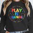 Retro Play Is Learning Teacher Back To School Women Crewneck Sweatshirt, funny design Retro Play Is Learning Teacher Back To School Women Crewneck Sweatshirt, funny design