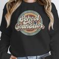 Retro School Counselor Back To School Teacher Squad Crew Women Crewneck Sweatshirt, funny design