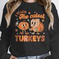 Retro I Teach The Cutest Turkey Thanksgiving Pumpkin Teacher Women Crewneck Sweatshirt, funny design Retro I Teach The Cutest Turkey Thanksgiving Pumpkin Teacher Women Crewneck Sweatshirt, funny design