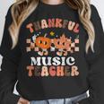 Retro Thankful Music Teacher Pumpkin Fall Thanksgiving Women Crewneck Sweatshirt, funny design
