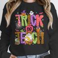 Retro Trick Or Teach Leopard Ghost Halloween Spooky Teacher Women Crewneck Sweatshirt, funny design Retro Trick Or Teach Leopard Ghost Halloween Spooky Teacher Women Crewneck Sweatshirt, funny design