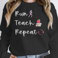 Run Teach Repeat Teacher Running Saying Slogan Runner Women Crewneck Sweatshirt, funny design Run Teach Repeat Teacher Running Saying Slogan Runner Women Crewneck Sweatshirt, funny design