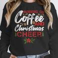Running On Coffee And Christmas Cheer Lover Teacher For Men Women Kids Women Crewneck Sweatshirt, funny design