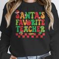 Santas Favorite Teacher Retro Groovy Christmas Xmas Women Women Crewneck Sweatshirt, Groovy Teacher Gifts, funny design